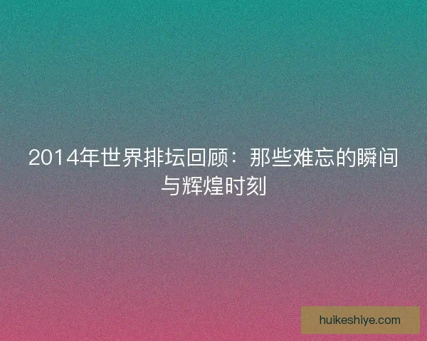 2014年世界排坛回顾：那些难忘的瞬间与辉煌时刻