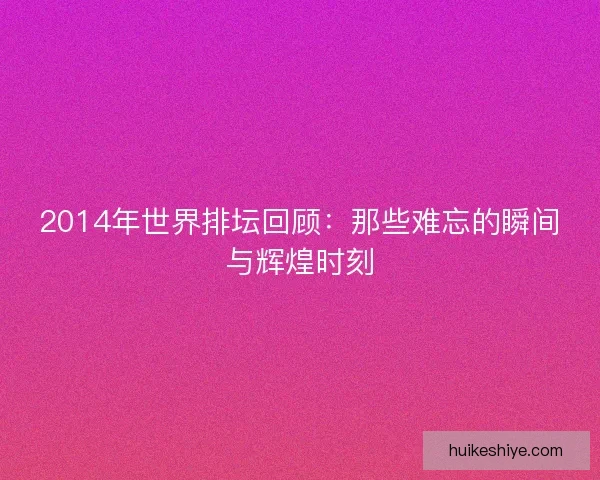 2014年世界排坛回顾：那些难忘的瞬间与辉煌时刻